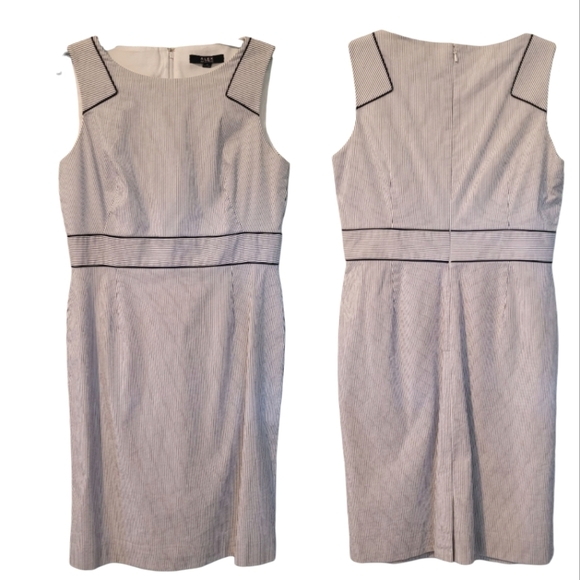 Alex Marie Navy Blue White Striped Sleeveless Cotton Blend Dress Sz 10 Nautical - Picture 1 of 13